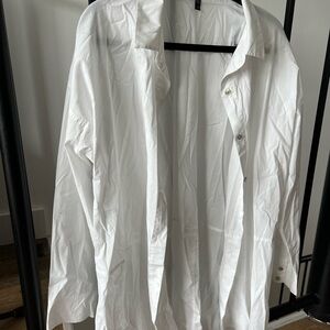 Eileen Fisher Crisp White Cotton Blend Top